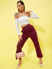 athena women comfort high rise plain parallel trousers