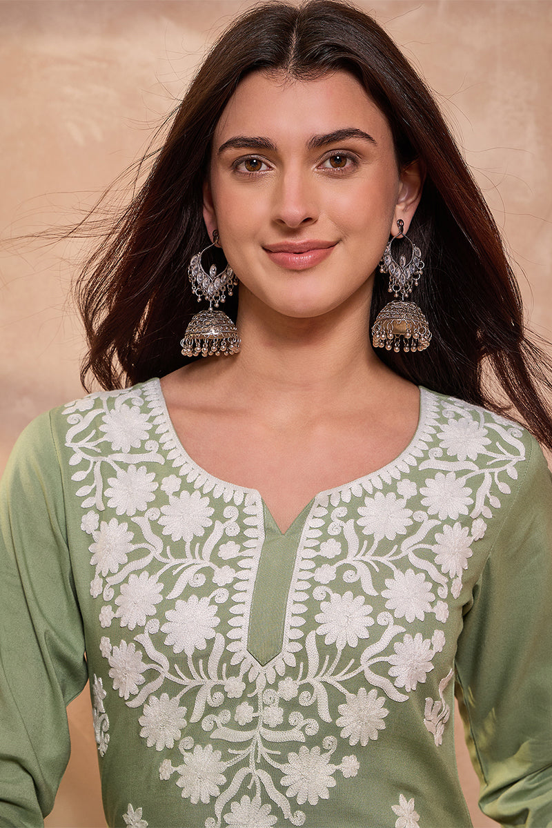 ahika-womens-green-viscose-rayon-solid-embroidered-regular-top-vt1408