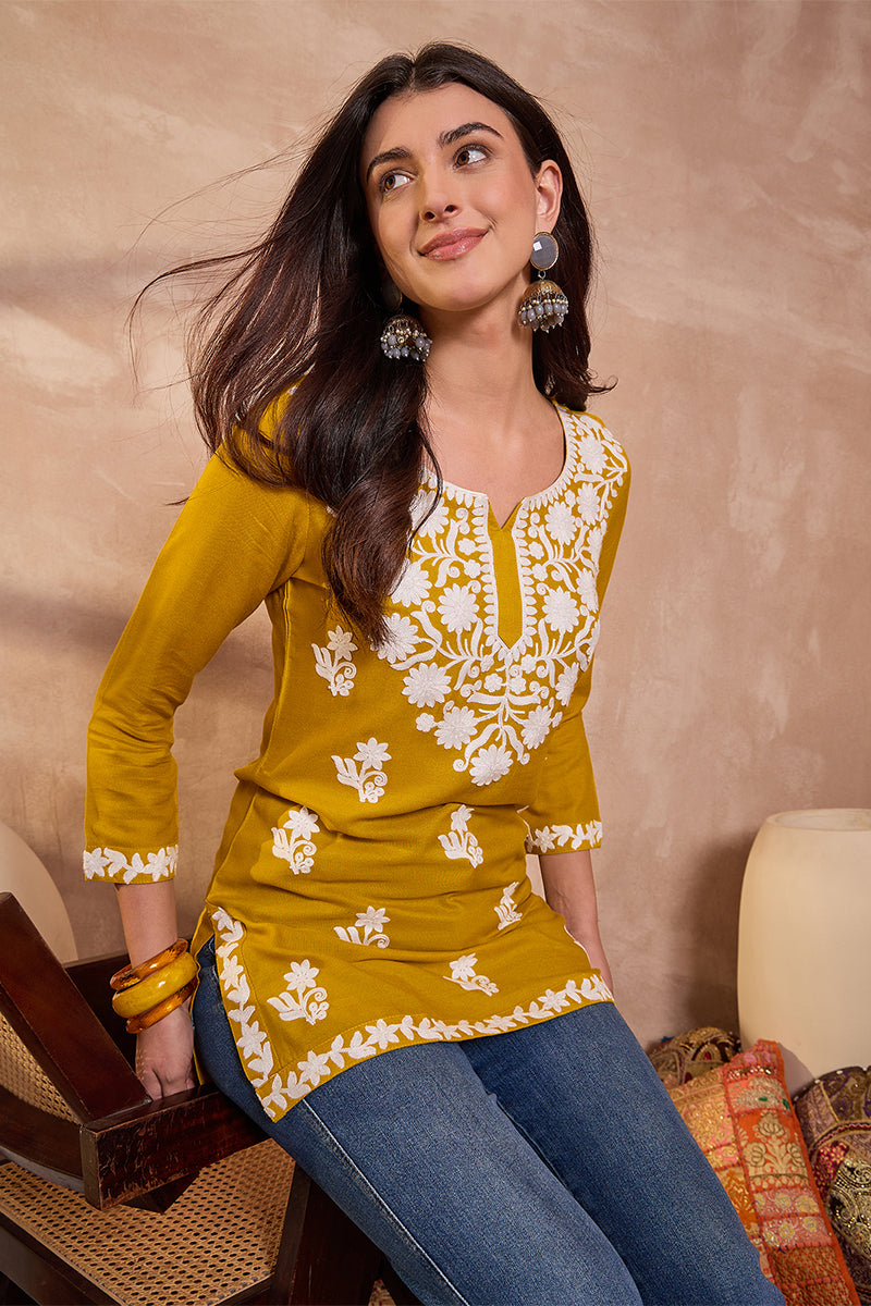 ahika-womens-yellow-viscose-rayon-solid-embroidered-top-vt1406