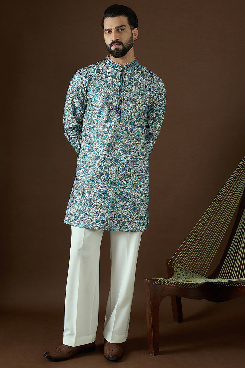 White Polyster  Solid Embroidered Straight Kurta Sets MKSET1868