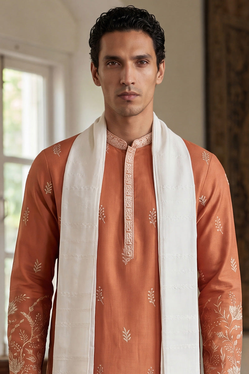 ethnic-bay-men-peach-vartican-solid-embroidered-straight-kurta-sets-mkud1935