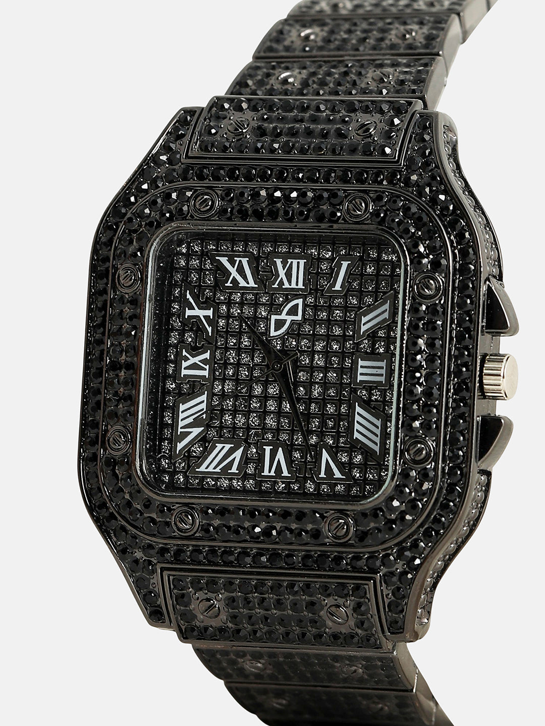 womens the bijou roman square watch midnight black hswc1274