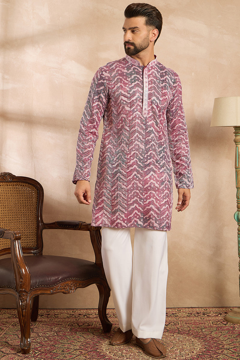 Maroon Silk Blend Solid Embroidered Straight Kurta MKU1729