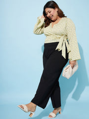athena ample plus size floral printed bell sleeves wrap top