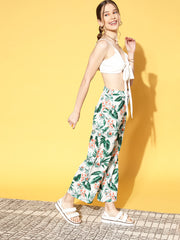 athena women classy white solid top with trousers