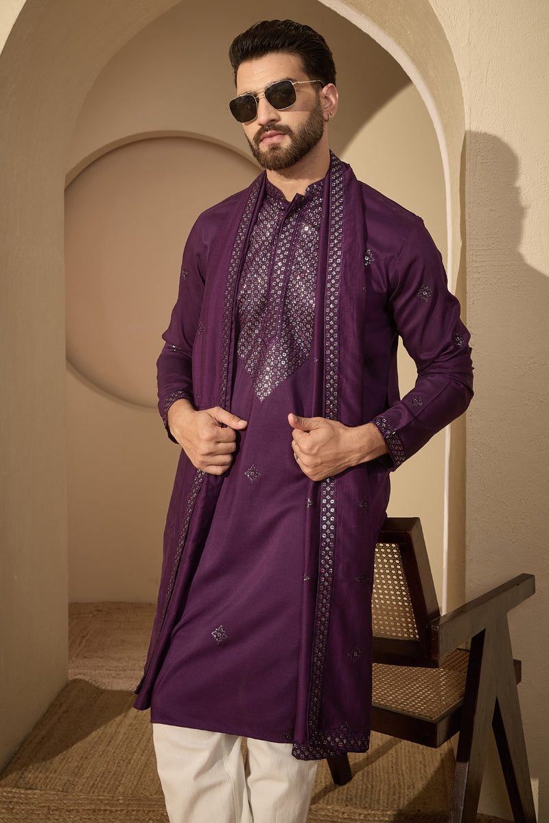 ethnic-bay-violet-silk-blend-solid-embroidered-mandarin-collar-kurta-with-dupatta-mkud1078
