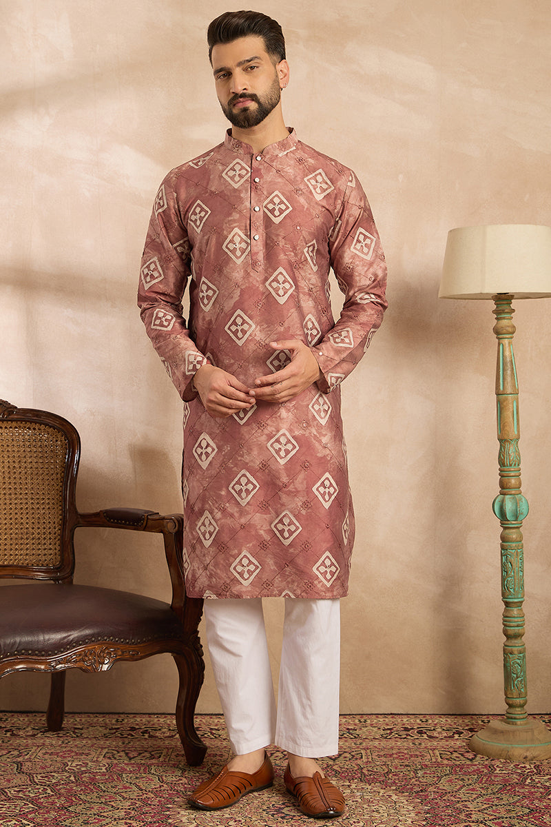 Brown Cotton Solid Embroidered Straight Kurta MKU1825