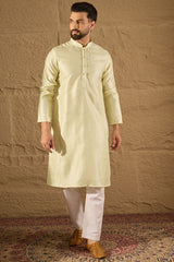 green silk blend solid embroidered straight kurta with trouser
