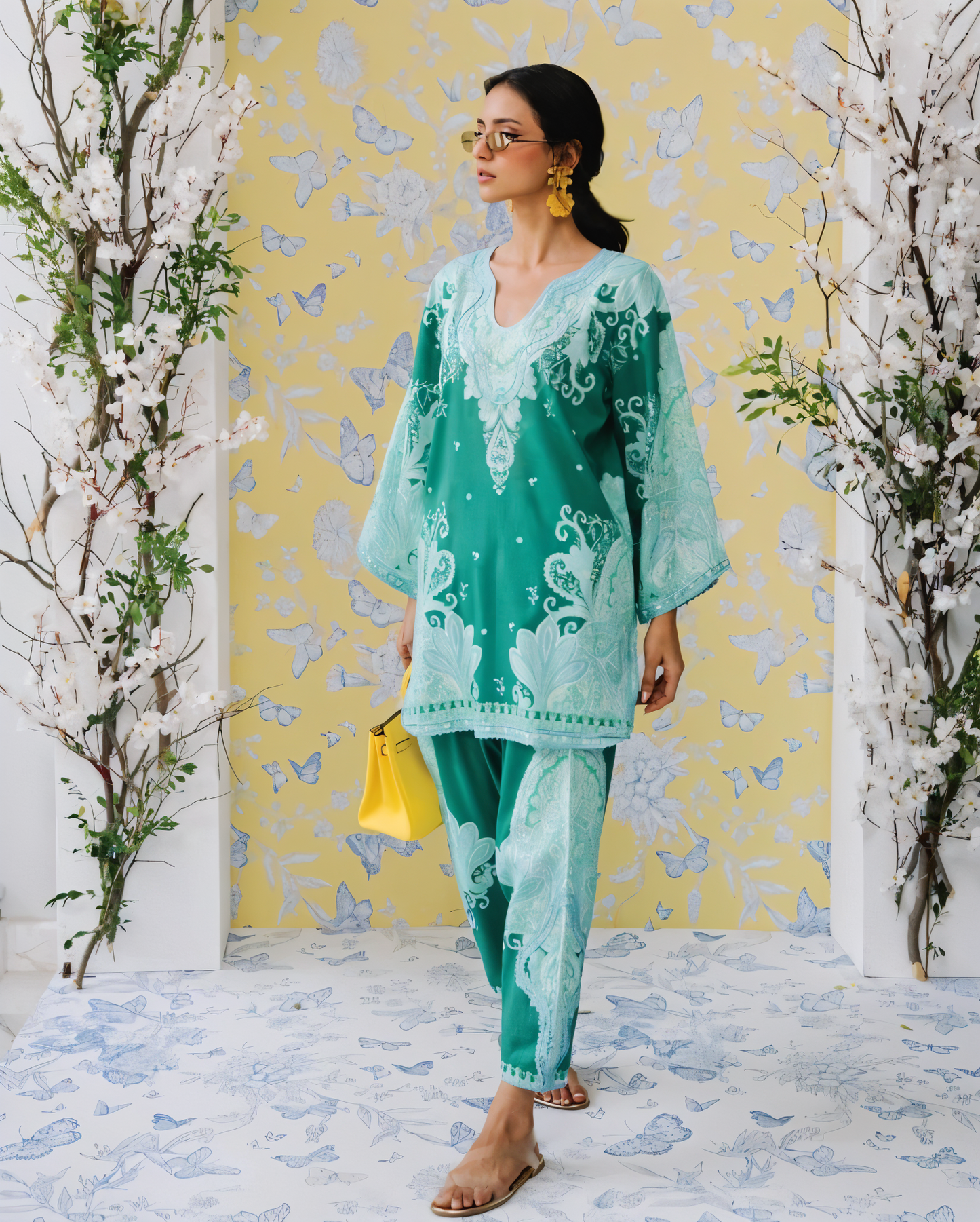 Women's Premium Cotton Blend + Lace Work Co-Ords
