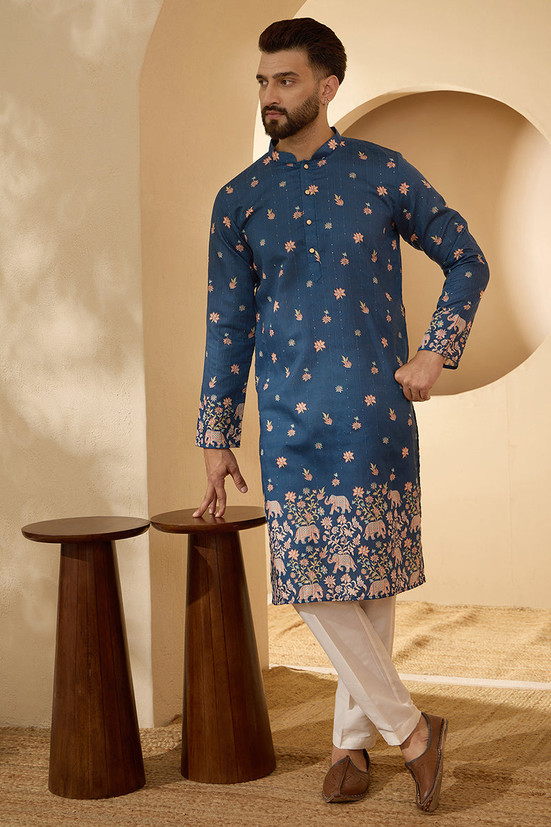 ethnic-bay-mens-blue-silk-blend-woven-design-calf-length-straight-regular-kurta-with-trouser-mkset2356