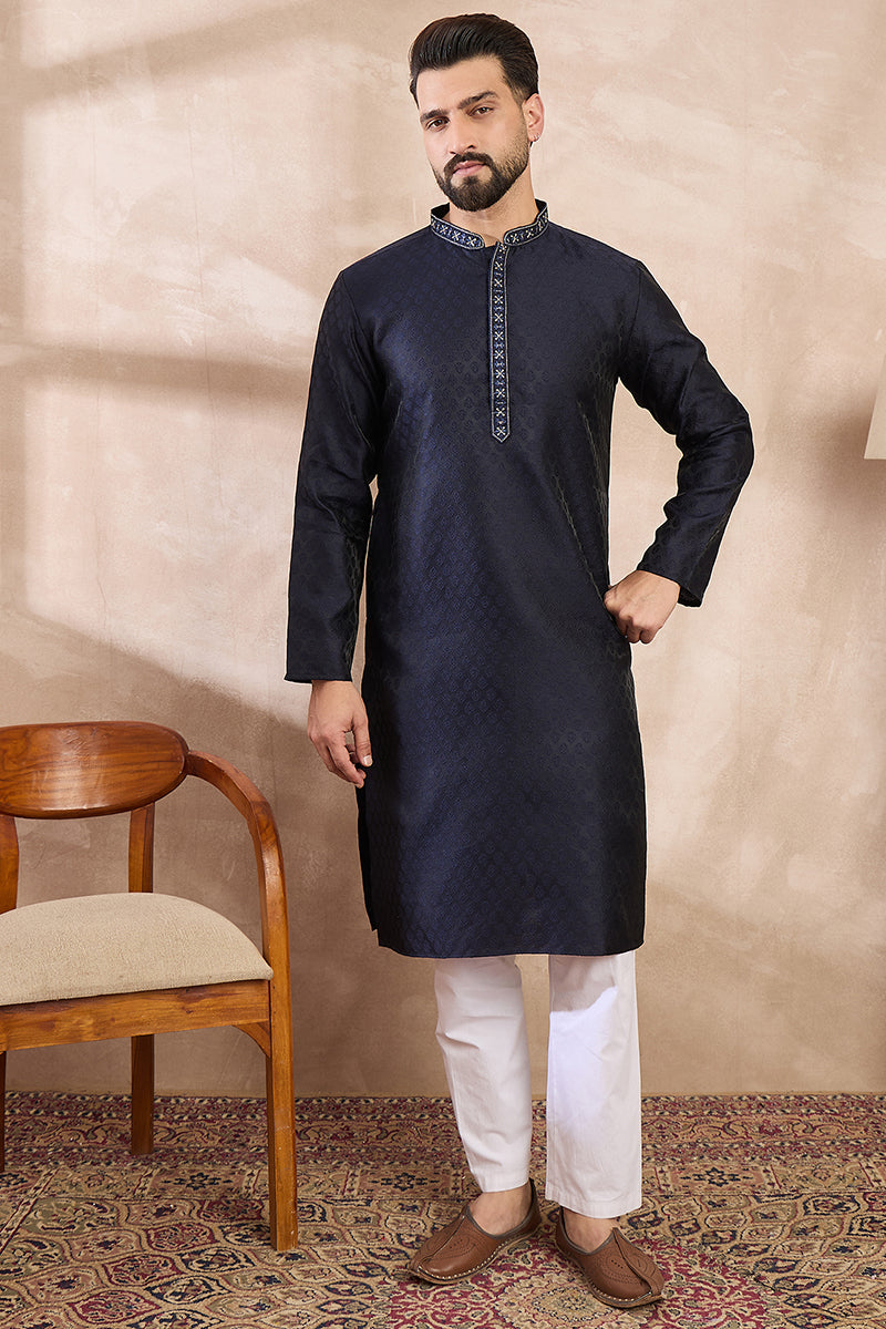 navy-blue-silk-blend-solid-woven-design-straight-kurta-with-trouser-mkset1853