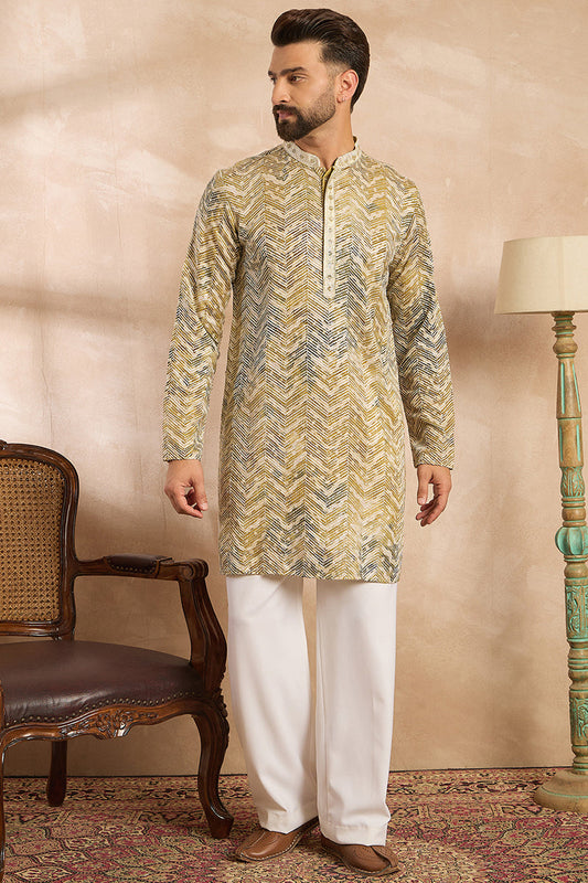 Green Silk Blend Solid Embroidered Straight Kurta With Trouser MKSET1730