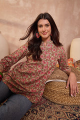 green cotton floral printed top 