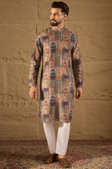 multi viscose rayon ethnic motifs embroidered straight kurta with trouser
