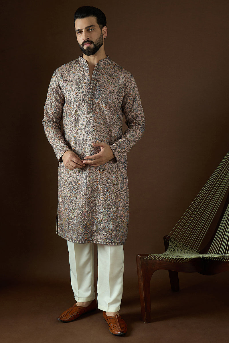 Multi Polyster Solid Embroidered Straight Kurta Sets MKSET1874