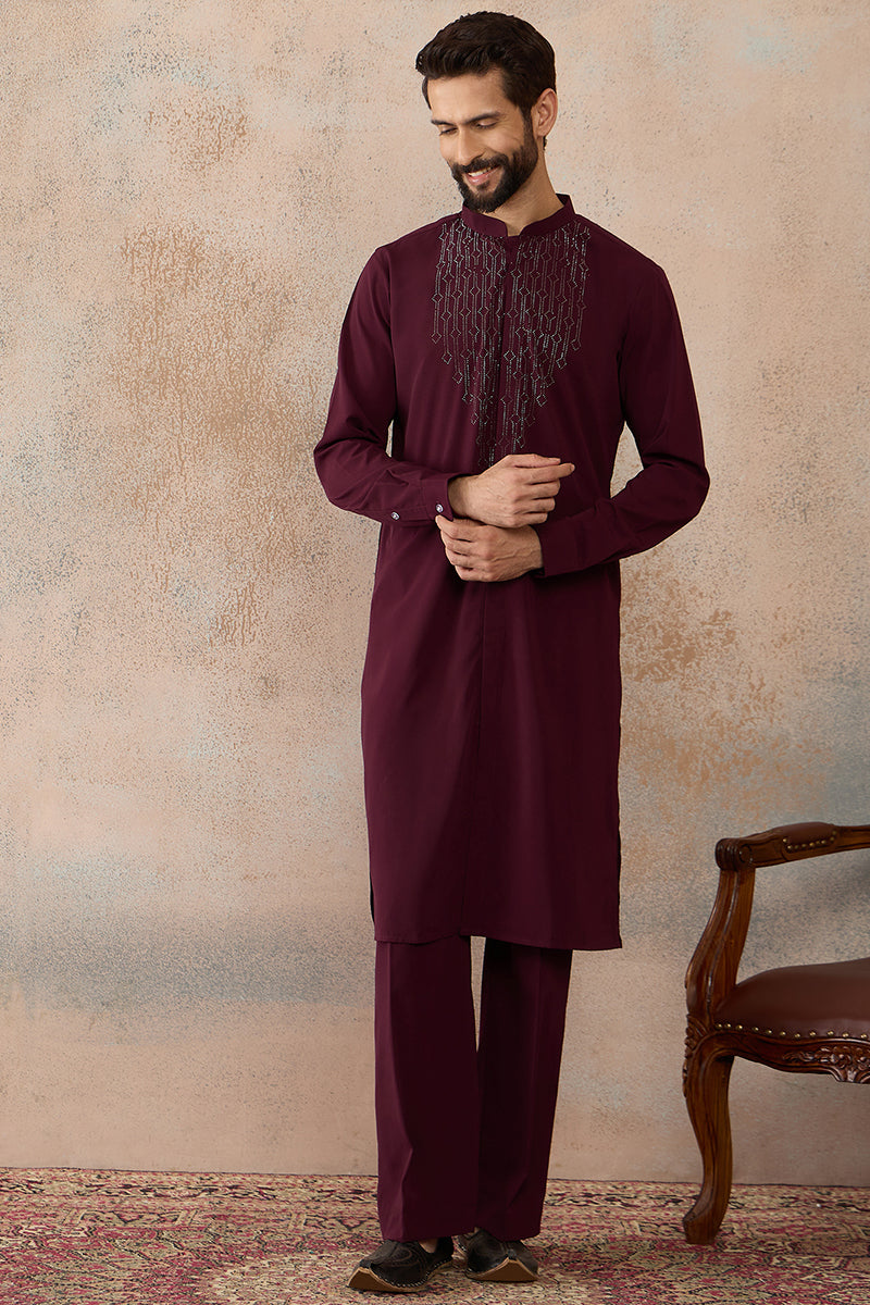 ethnic-bay-men-maroon-silk-blend-ethnic-motifs-printed-kurta-with-trouser-mkset2390