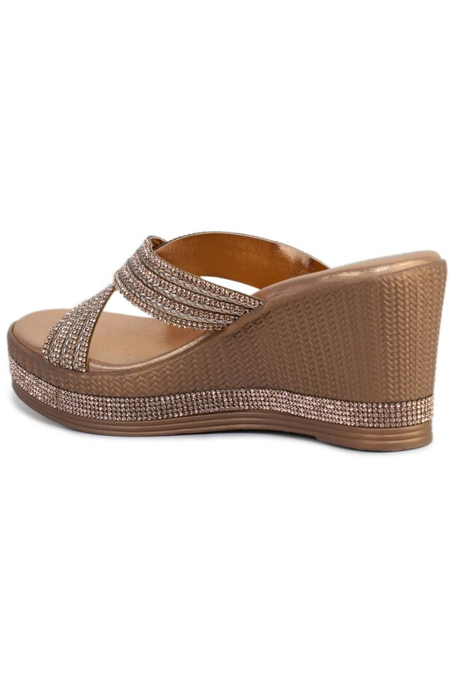 Pink Casual Wedge Open Back 3 inches Wedge Heels