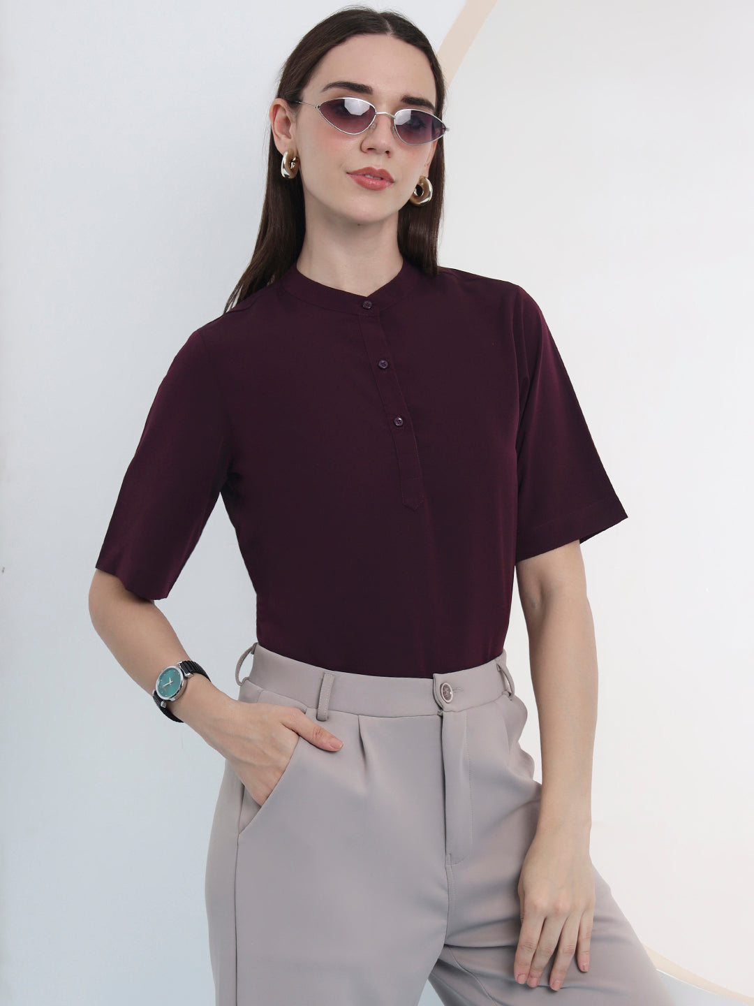 women high neck regular sleeve top 4