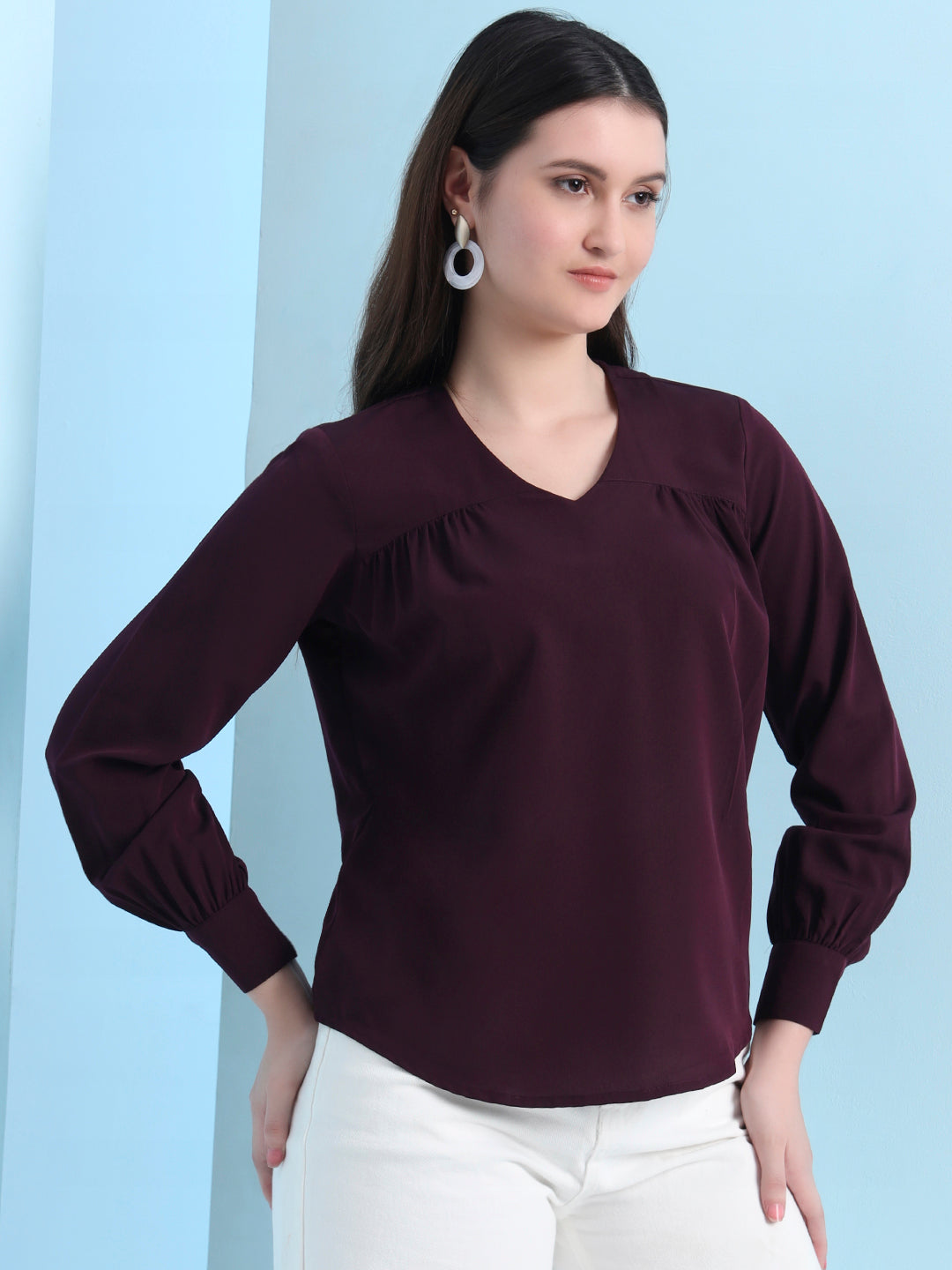casual puff sleeves solid women top 5