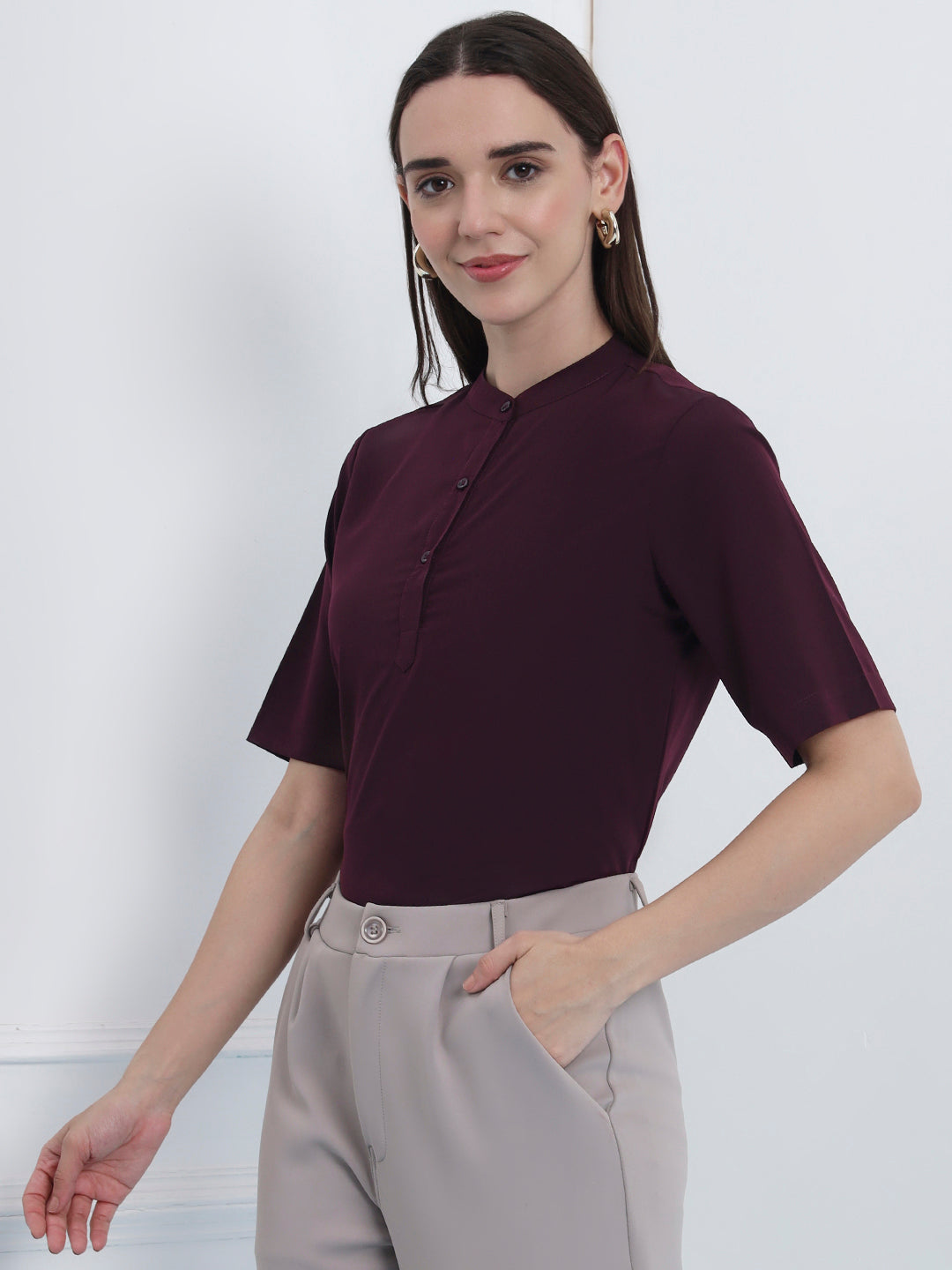 women high neck regular sleeve top 4