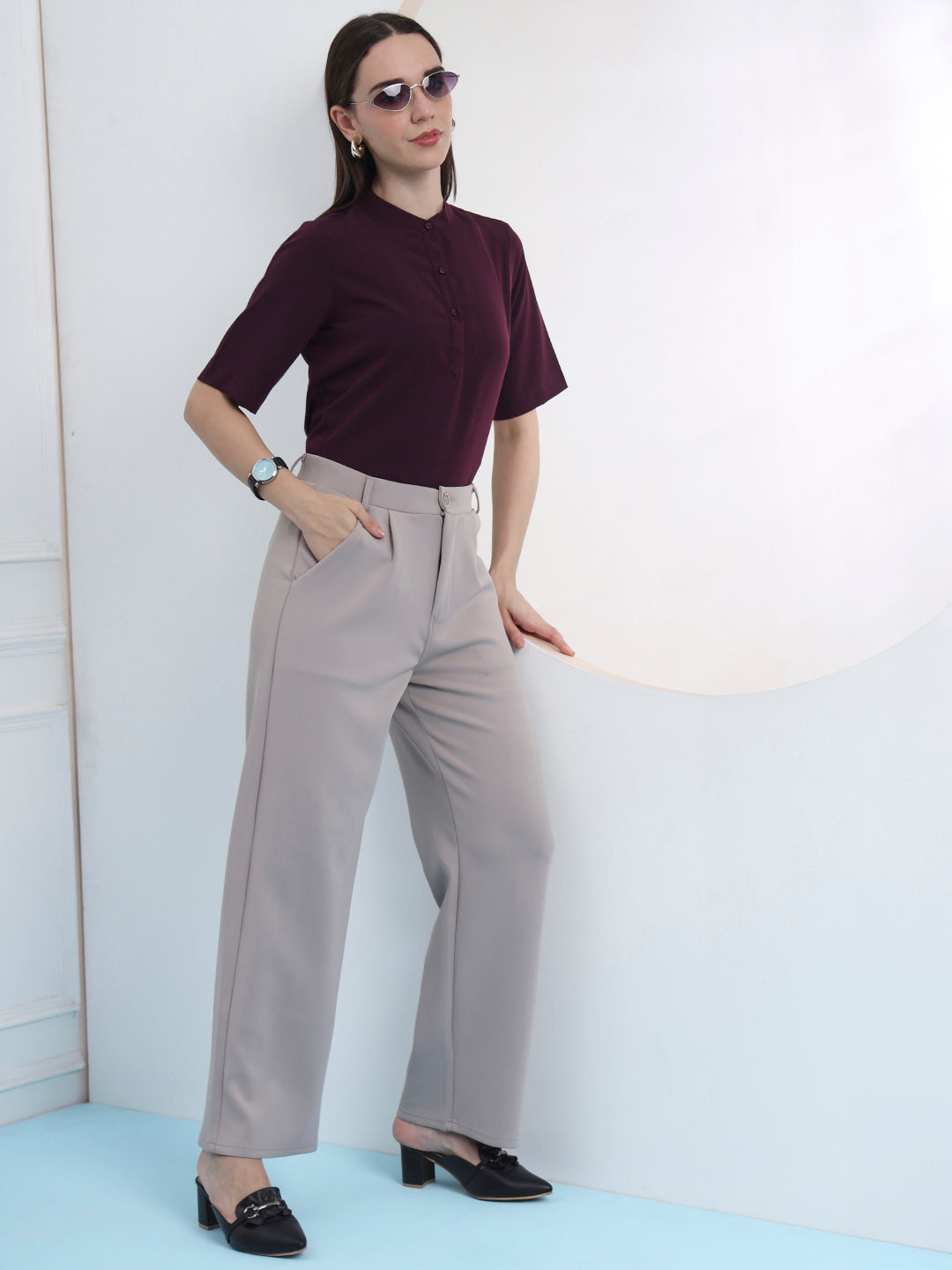women high neck regular sleeve top 4