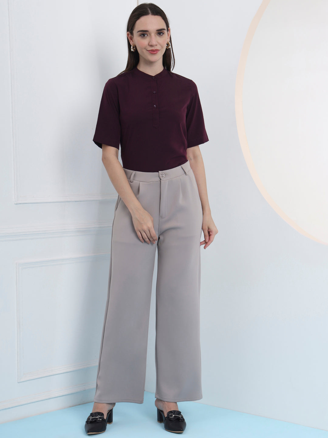 women high neck regular sleeve top 4