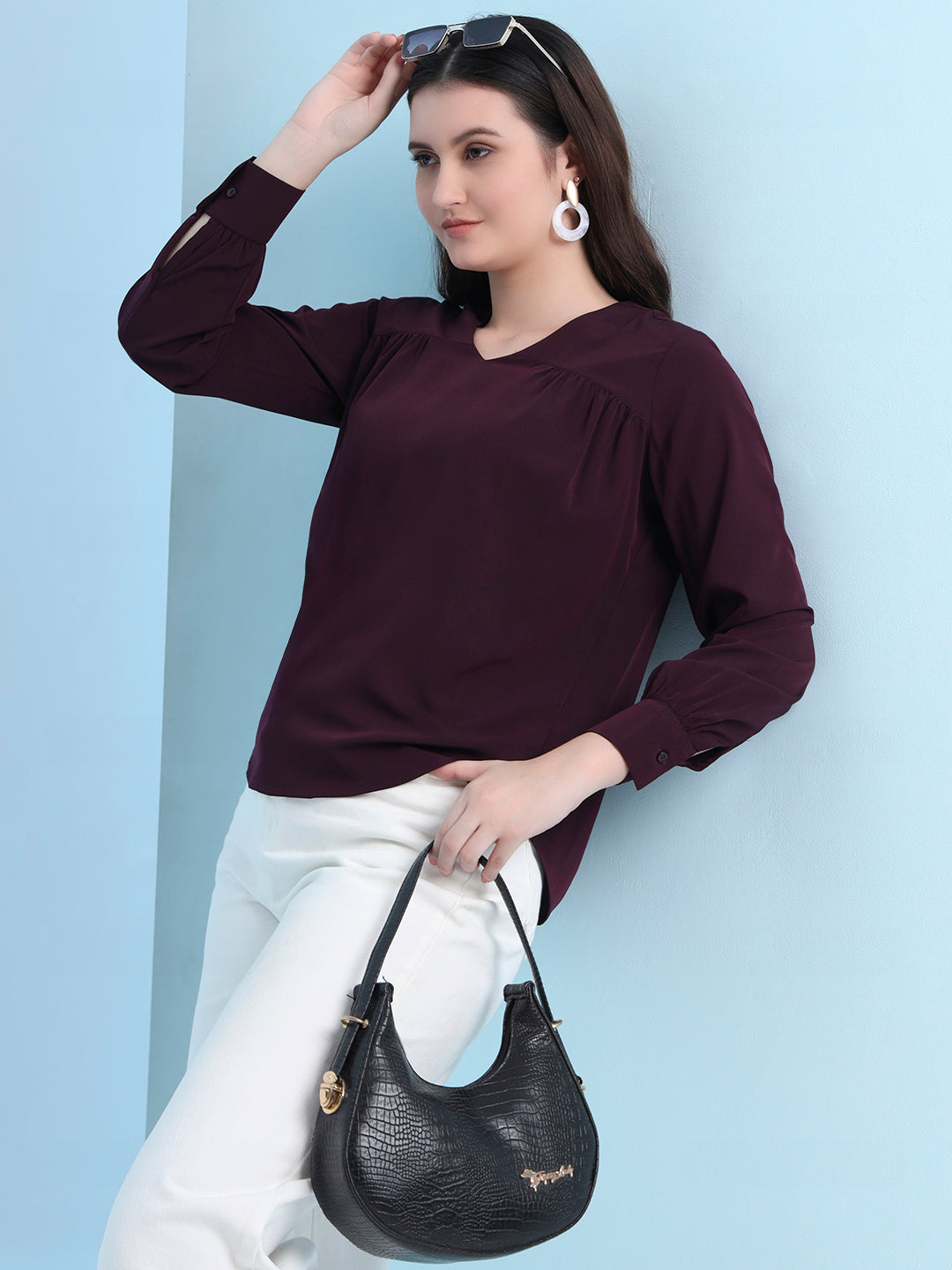 casual puff sleeves solid women top 5