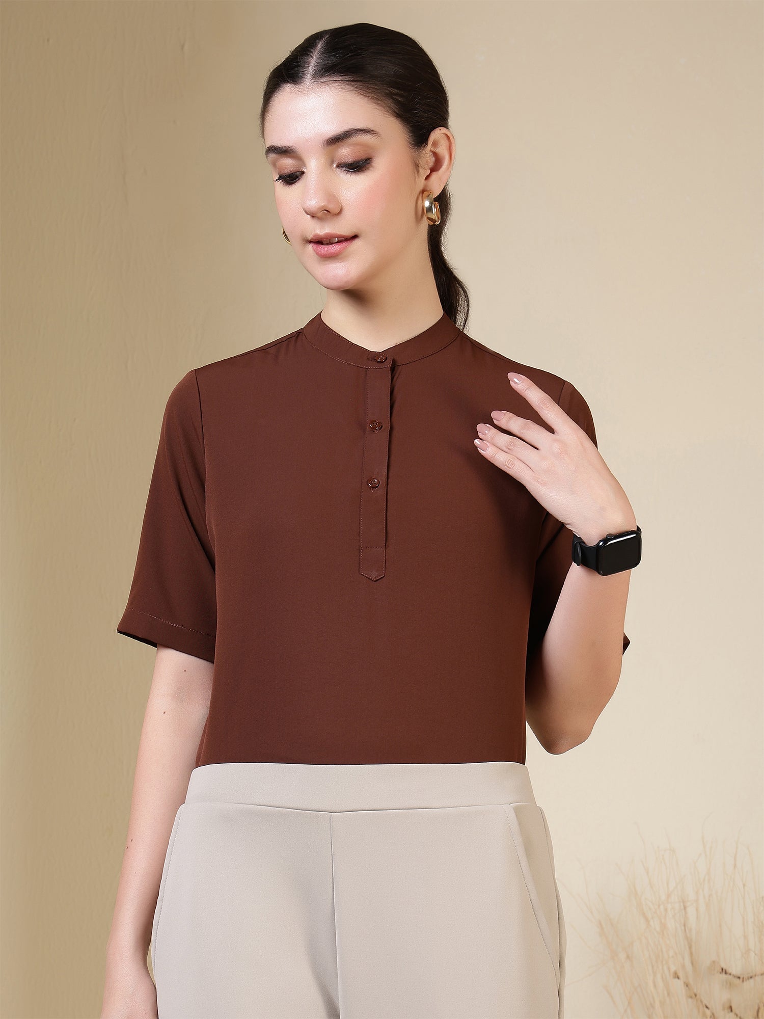 women high neck regular sleeve top 4