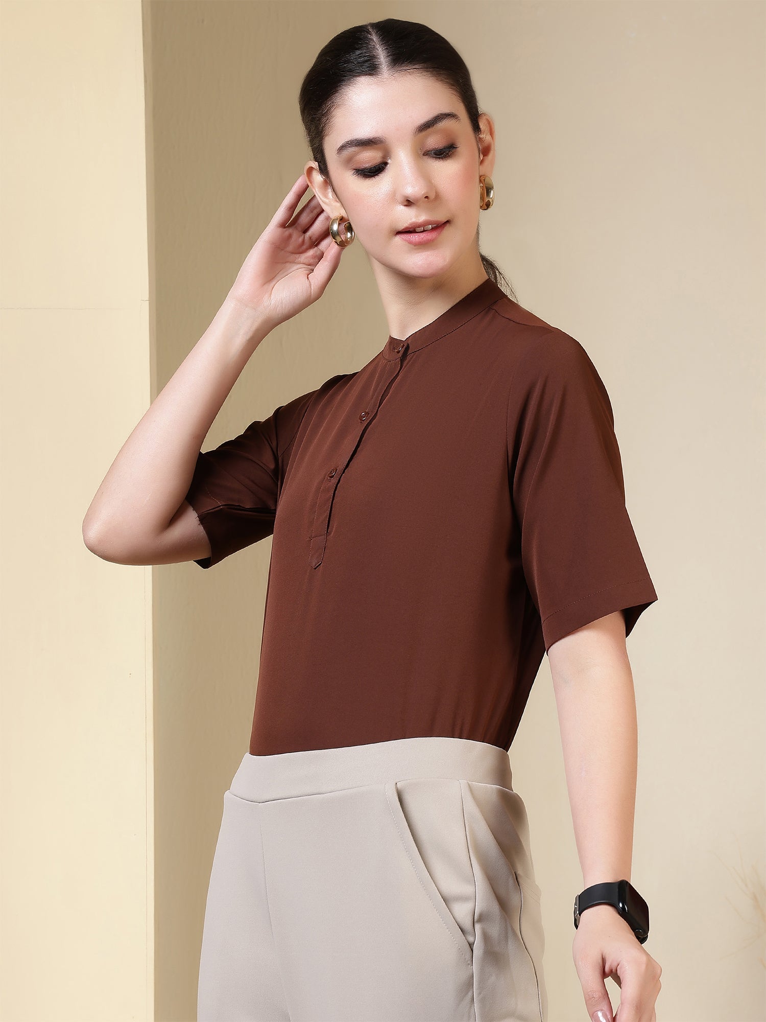 women high neck regular sleeve top 4