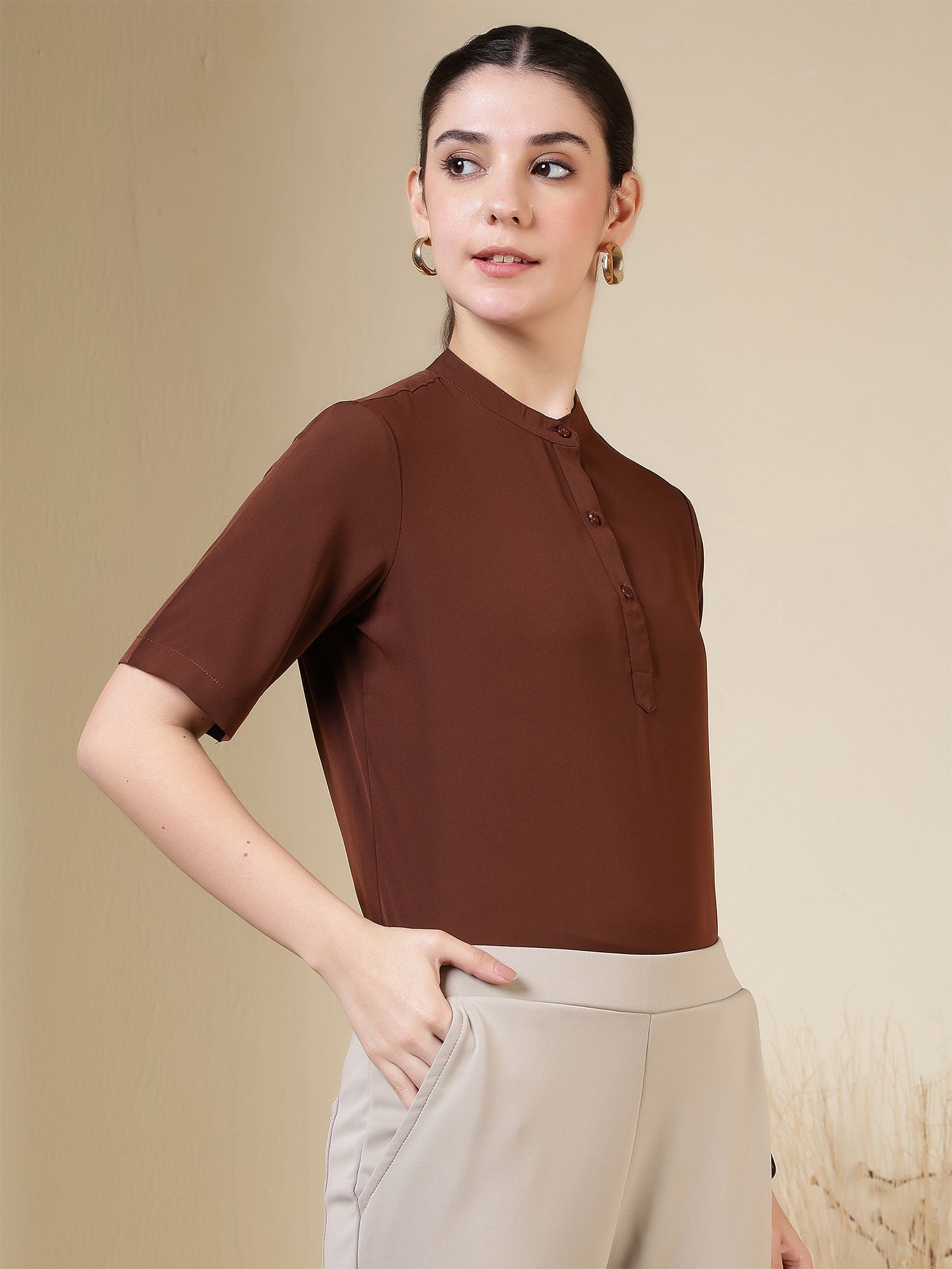 women high neck regular sleeve top 4