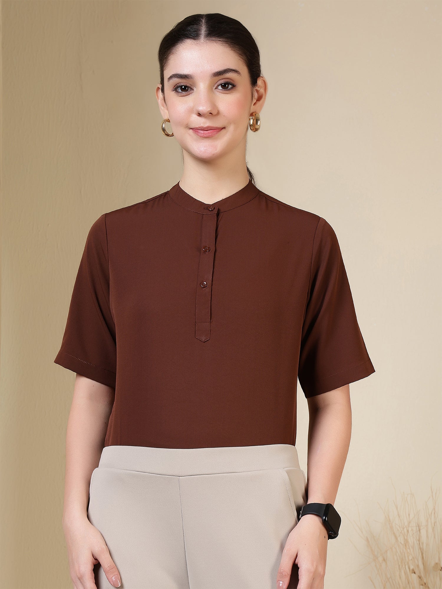 women high neck regular sleeve top 4