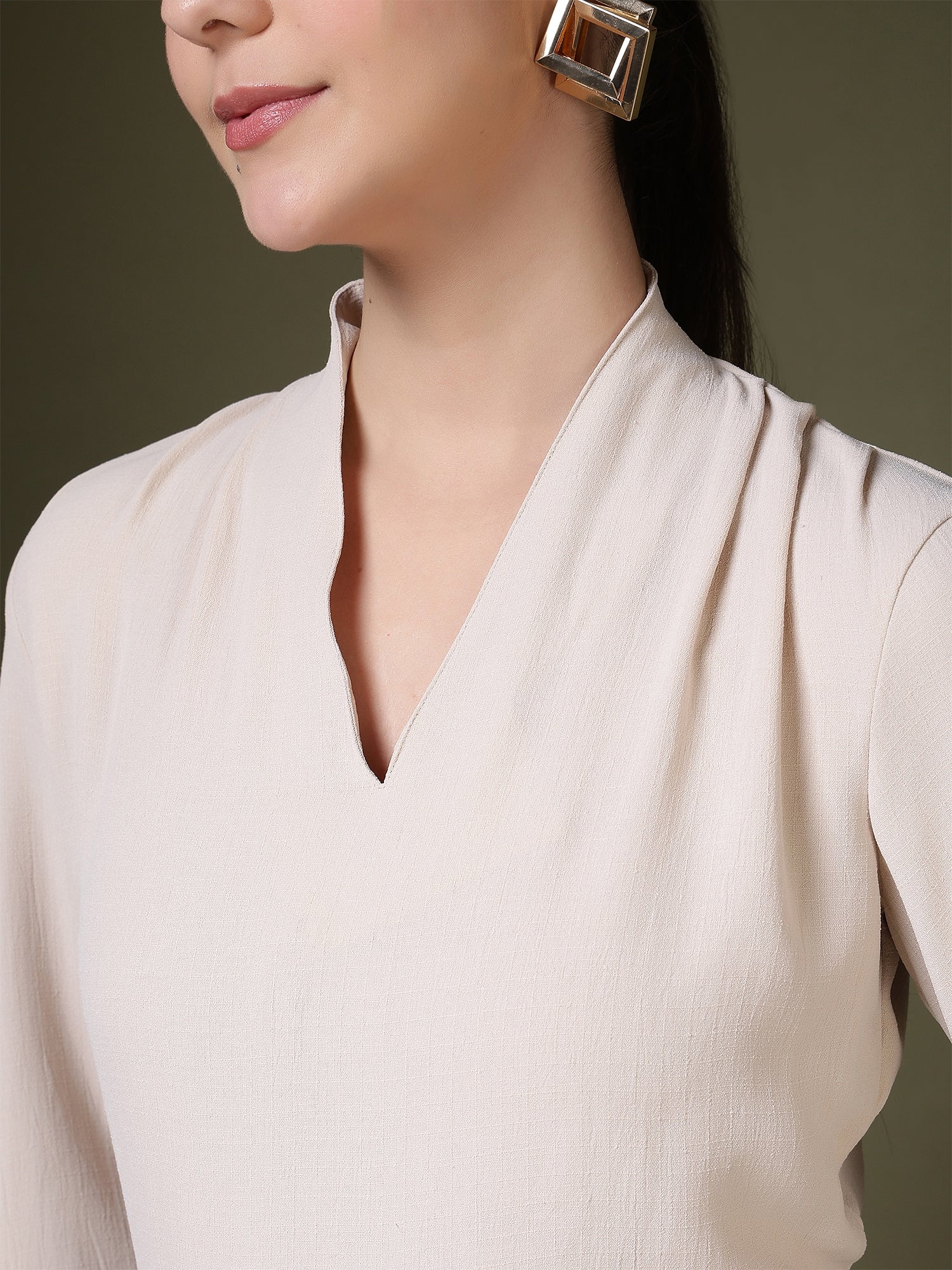 womens v neck long sleeve elegant solid top 1