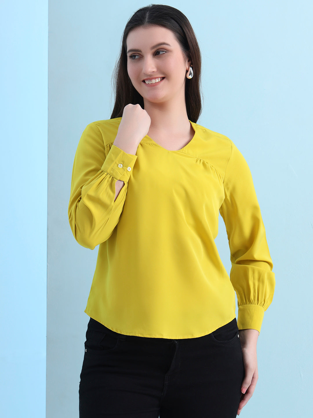 casual puff sleeves solid women top 5