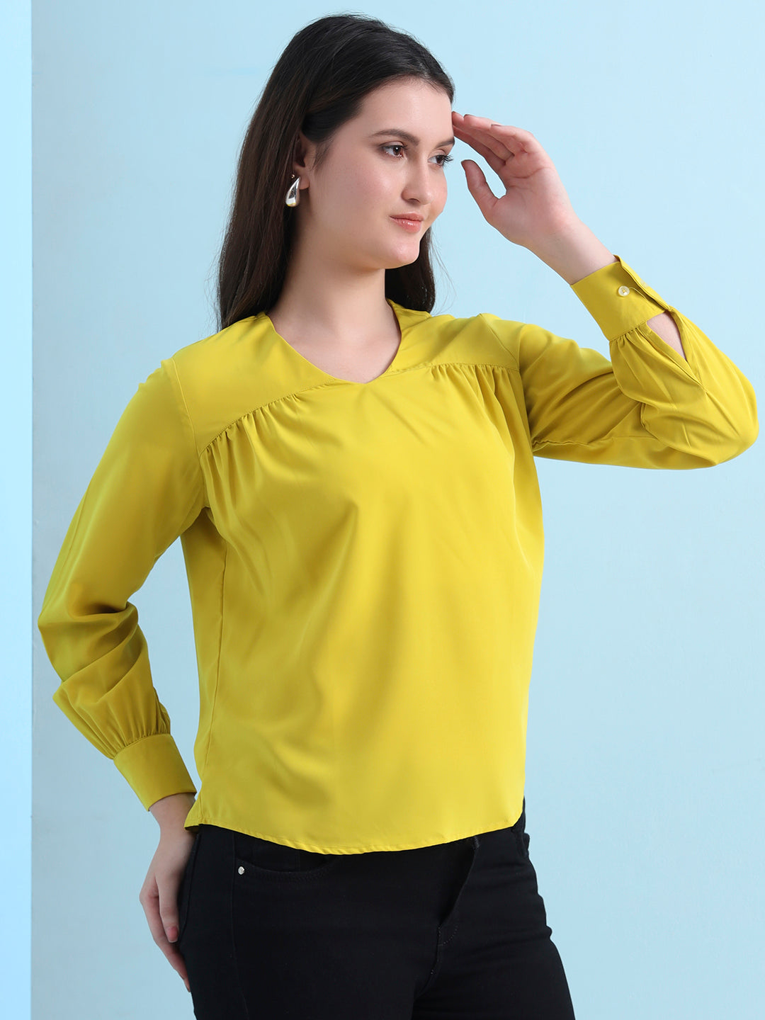 casual puff sleeves solid women top 5