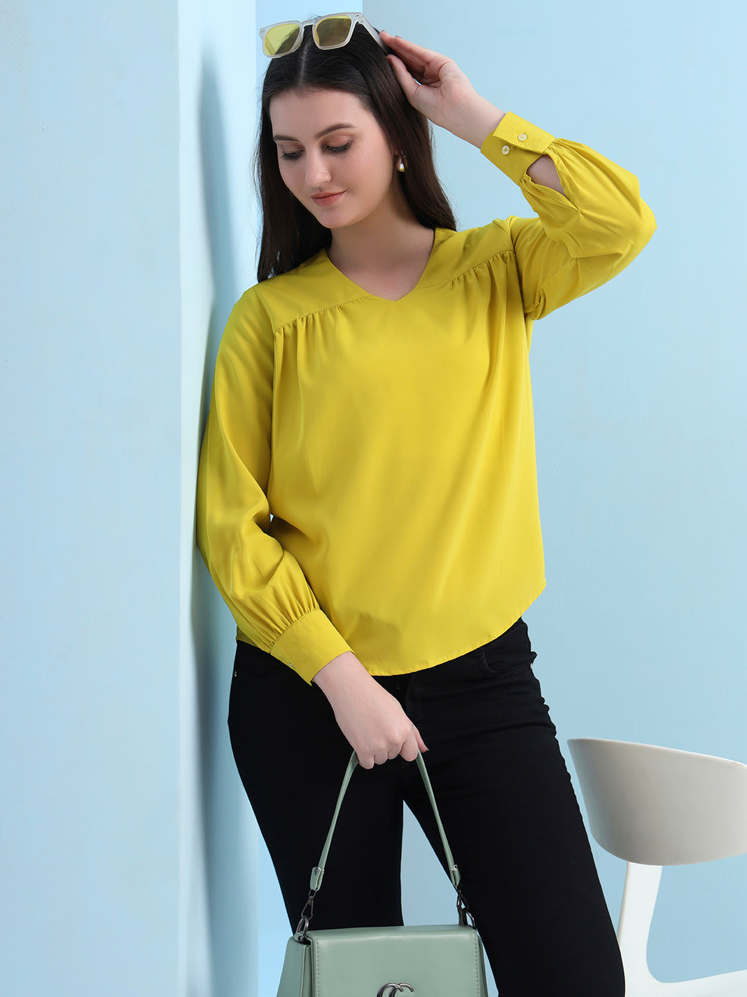 casual puff sleeves solid women top 5