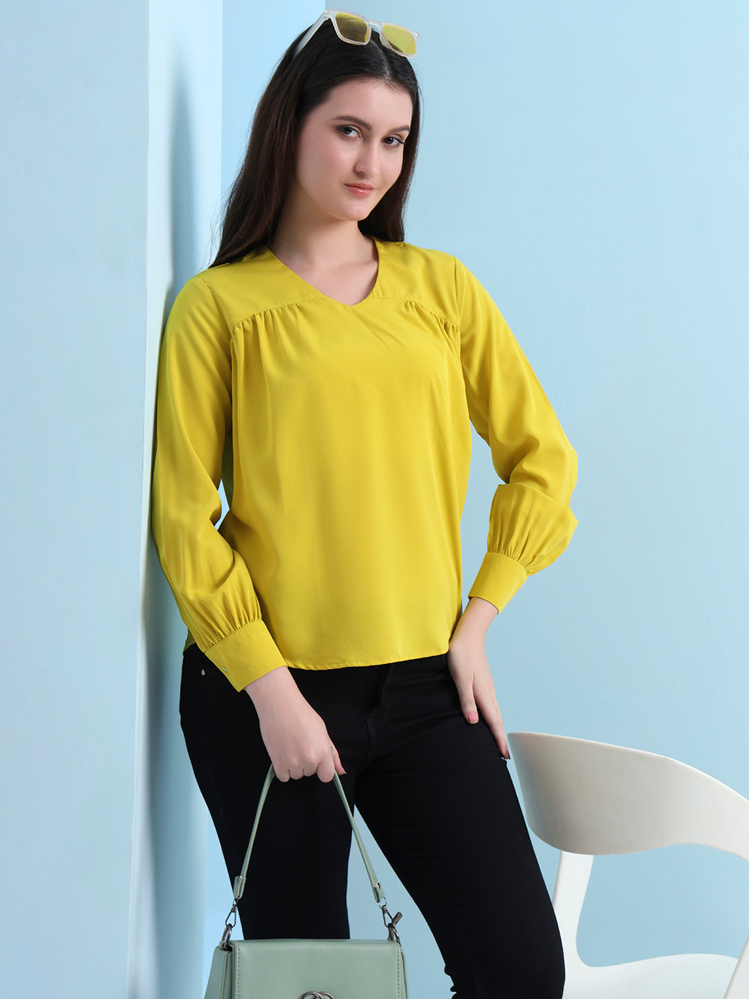 casual puff sleeves solid women top 5