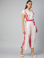 Women's Green Tie & Dye Rayon printed Jumpsuit