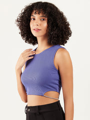 athena round neck cut out detailed fitted crop top 2