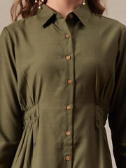 women shirt dress with figure enhancing waist