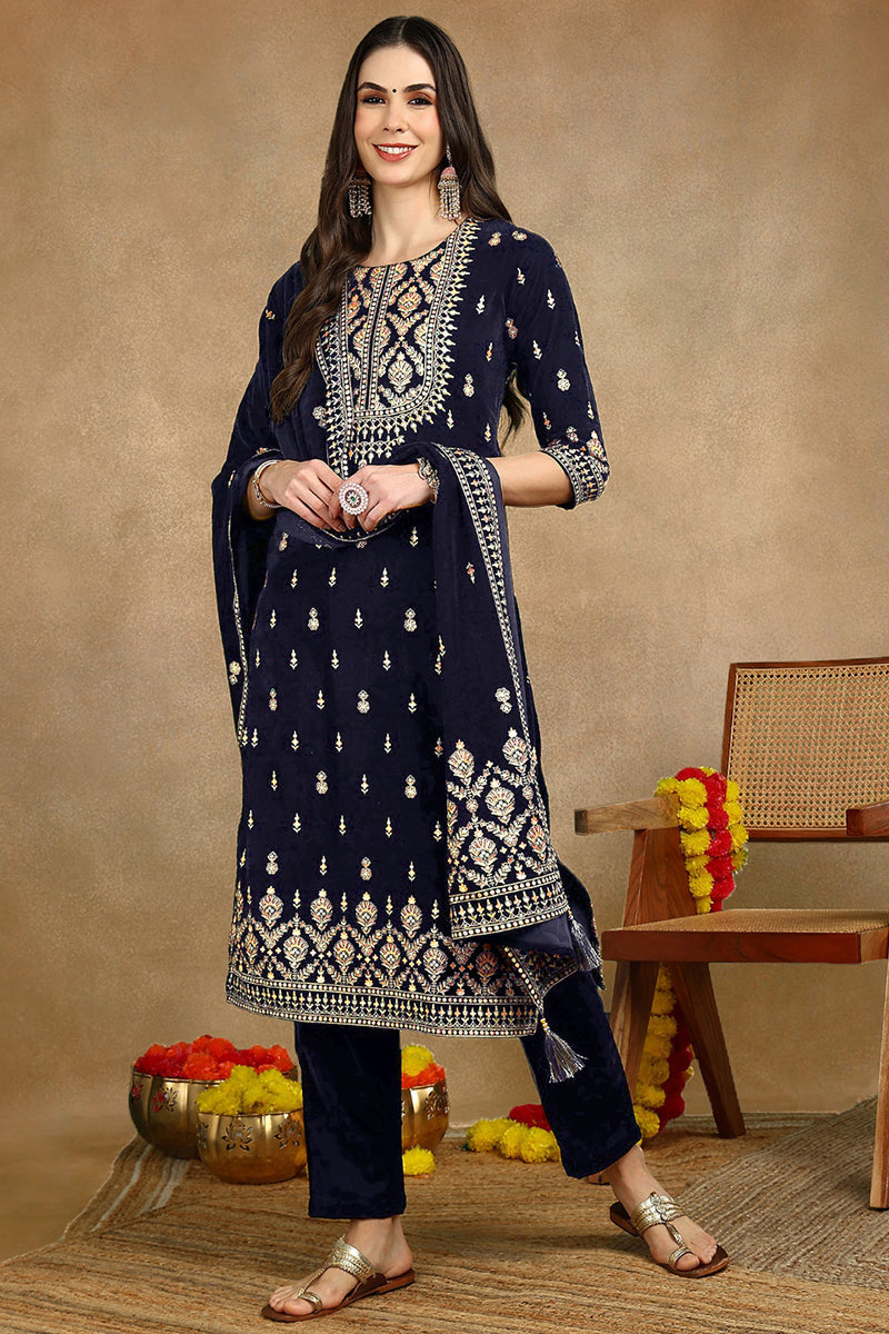 navy-blue-velvet-ethnic-motifs-printed-straight-suit-set-pkskd2771