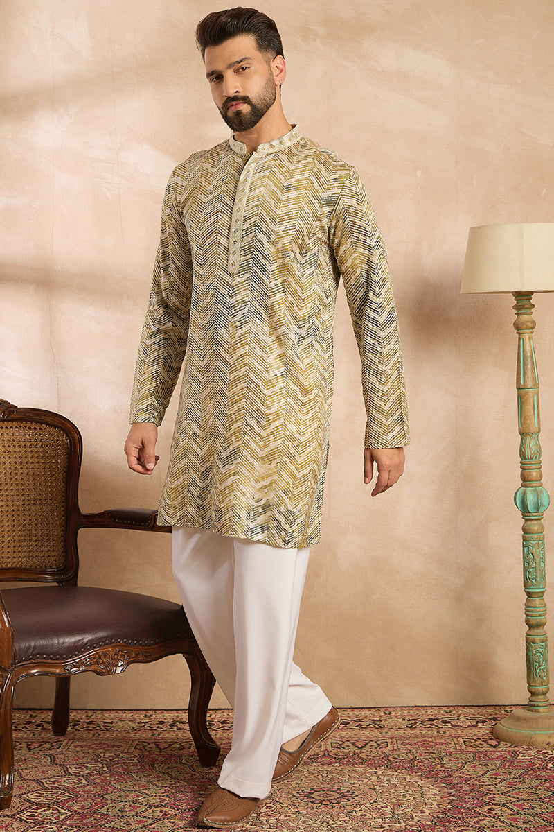 Green Silk Blend Solid Embroidered Straight Kurta With Trouser MKSET1730