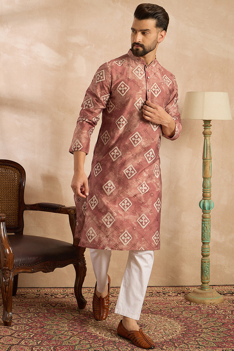 Brown Cotton Solid Embroidered Straight Kurta MKU1825
