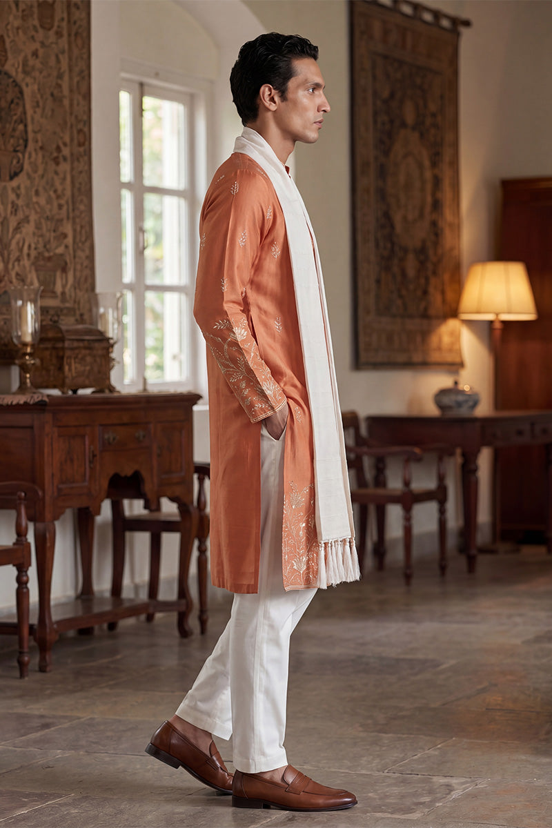 ethnic-bay-men-peach-vartican-solid-embroidered-straight-kurta-sets-mkpd1935
