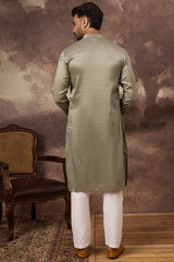 green silk blend solid embroidered straight kurta with trouser