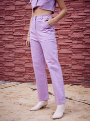 athena women lavender straight fit mid rise clean look jeans