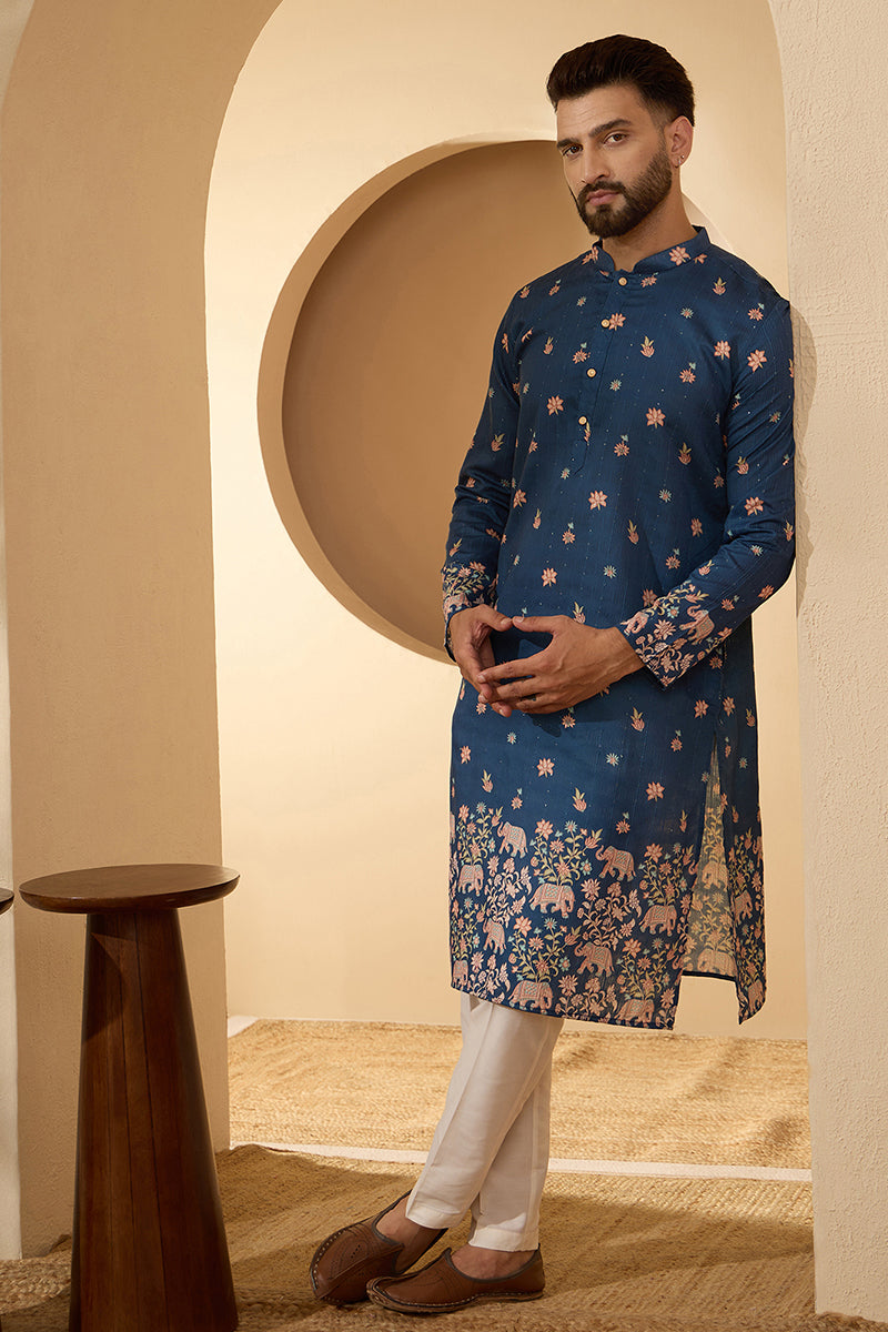 ethnic-bay-mens-blue-silk-blend-woven-design-calf-length-straight-regular-kurta-with-trouser-mkset2356