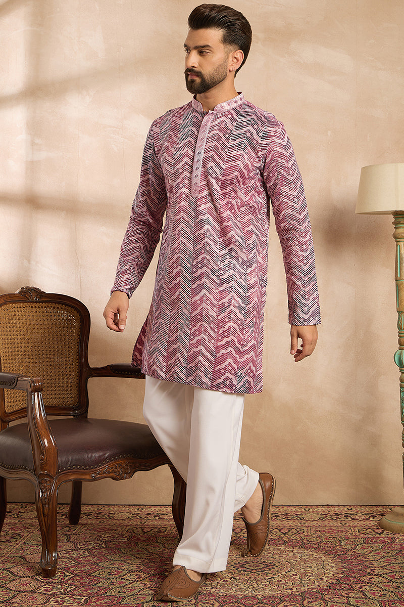 Maroon Silk Blend Solid Embroidered Straight Kurta With Trouser MKSET1729