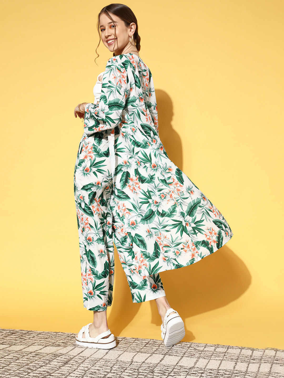 athena women classy white solid top with trousers