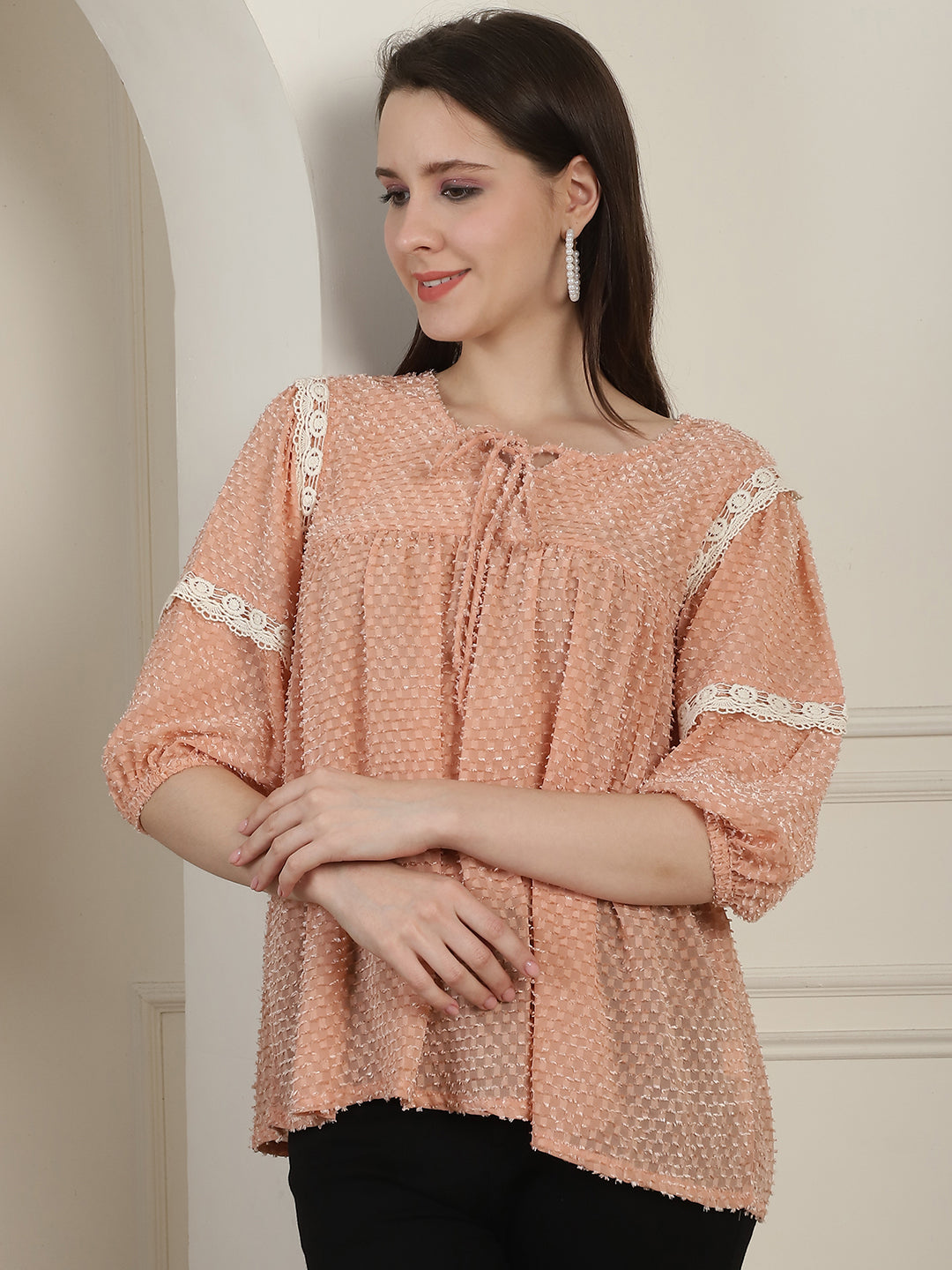 Green Peplum Womens Top