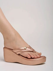 Shoetopia - Ethnic Rose Gold Wedges For Women & Girls